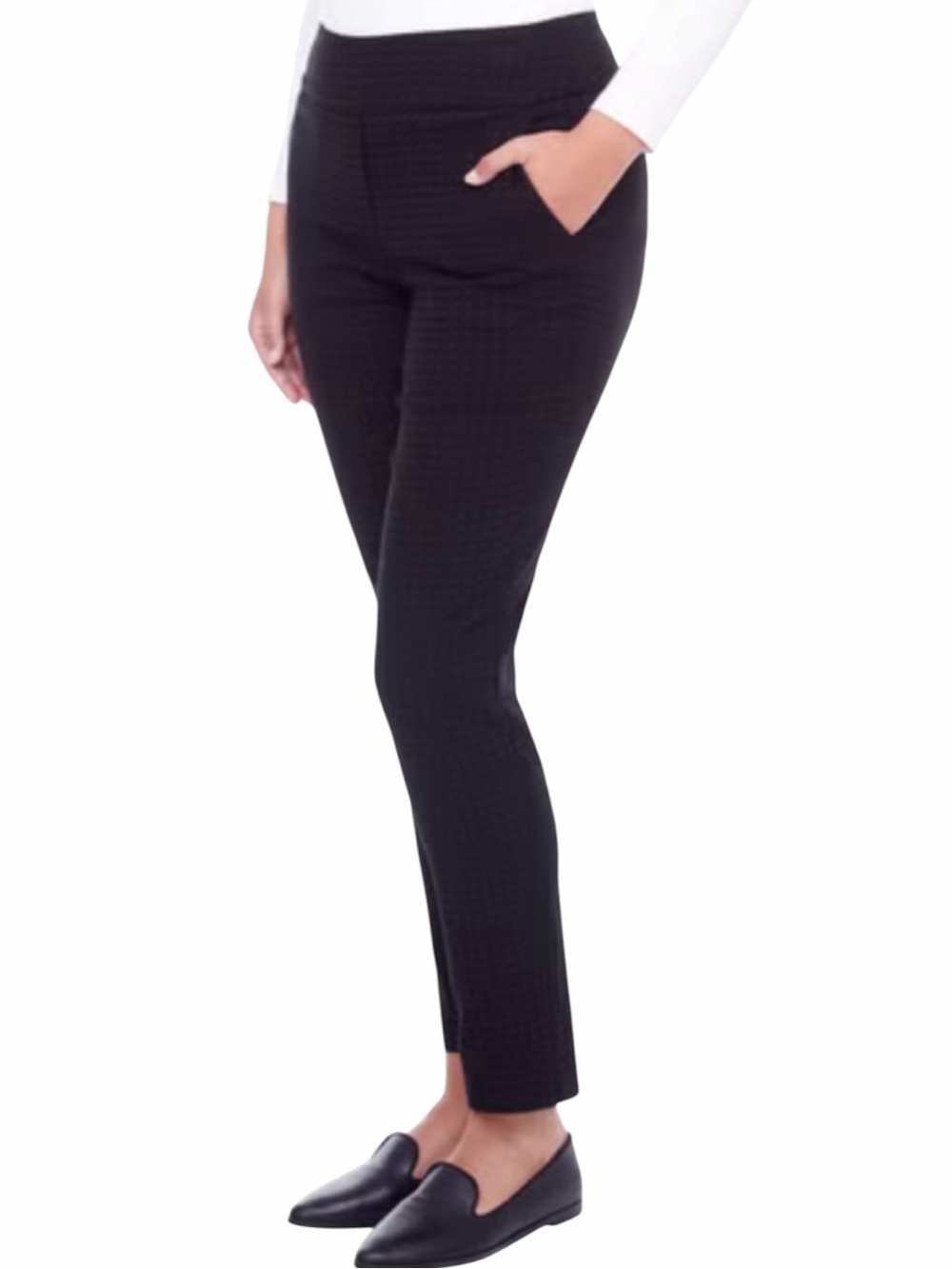 S.C. & CO. Black Jacquard Print Ankle Pull On Pants Size 8